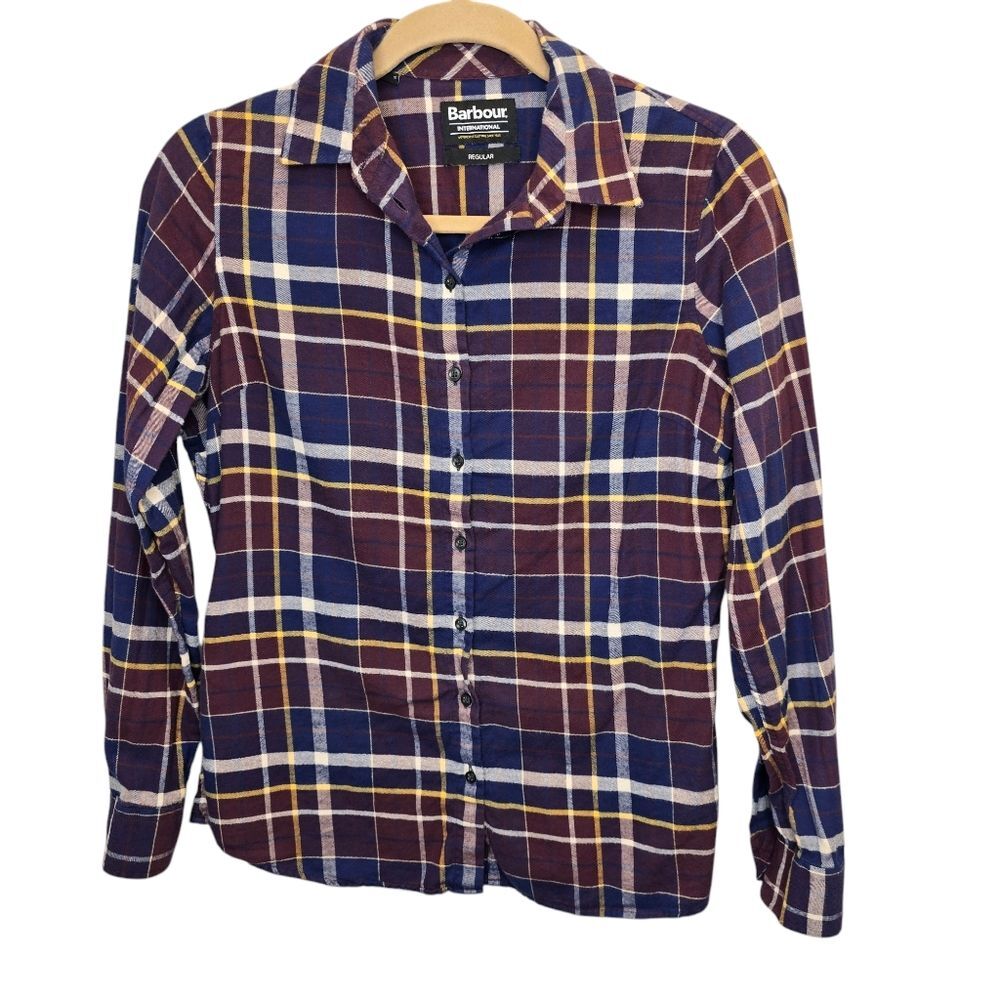 Barbour Women's 6 International Plaid Long Sleeve Button Up Shirt Red Blue